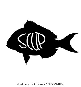scup fish, vector illustration. black silhouette, profile side.