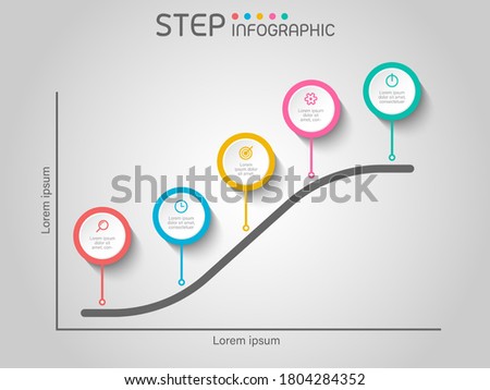 S-curve chart shape elements with steps,road map,options,graph,milestone,processes or workflow.Business data visualization.Creative step infographic template for presentation,vector illustration. Stock fotó © 