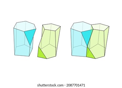 Scutoid is a recently discovered geometric shape. Vector scientific illustration