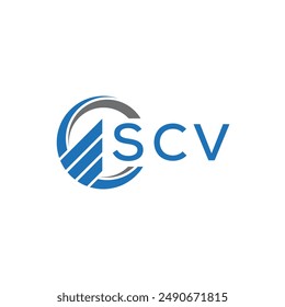 SCV Diseño de logotipo de contabilidad plana sobre fondo blanco. SCV iniciales creativas Concepto de logotipo de letra de gráfico de crecimiento. Diseño de logotipo de finanzas de negocios SCV.	
