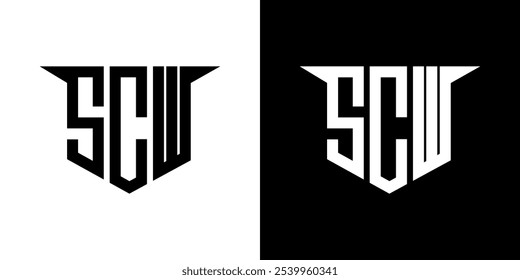 SCW letter logo design with white background in illustrator, vector logo modern alphabet font overlap style, calligraphy designs for logo, Poster, Invitation, etc.