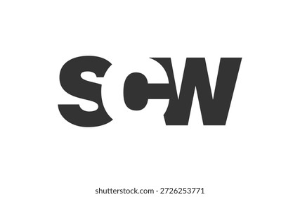 Design do logotipo do ACS. Letra inicial S C W estilo de fonte em negrito para start-ups de tecnologia, consultoria, marca corporativa. Nome criativo da empresa, manchetes identidade tipográfica, logotipo moderno. Ilustração vetorial.