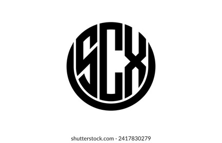 Vector de diseño del logotipo del icono de forma de círculo geométrico creativo de la letra inicial de SCX. monograma, membrete, círculo, caligrafía, símbolo, emblema, elegante, abstracto, marca de texto, signo, arte, tipografía, icono, forma