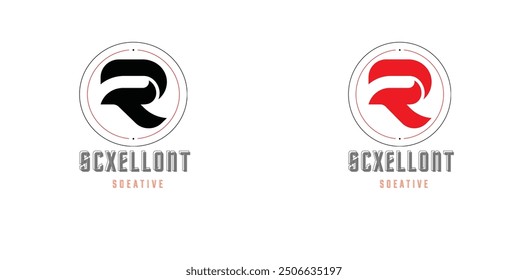 SCXELLONT Letter R logo design. Monogram R type abstract symbol. Initial R in circle vector icon.