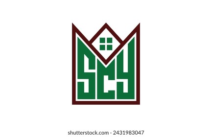 SCY initial letter real estate builders logo design vector. construction, housing, home marker, property, building, apartment, flat, compartment, business, corporate, house rent, rental, commercial