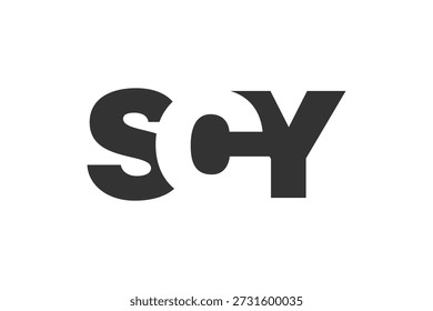 SCY Logo Design. Anfangsbuchstabe S C Y fett Schriftstil für Tech-Startups, Beratung, Corporate Branding. Name des kreativen Unternehmens, Schlagzeilen, Typografie, trendige Logoart. Vektorgrafik.