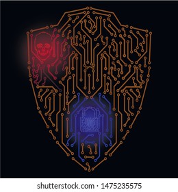 SCyber security and information or network protection. Future technology web services for business and internet projecthield Check Mark Icon Vector Illustration.Shield with checkmark symbol for downlo