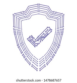 SCyber security and information or network protection. Future technology web services for business and internet projecthield Check Mark Icon Vector Illustration.Shield with checkmark symbol for downlo