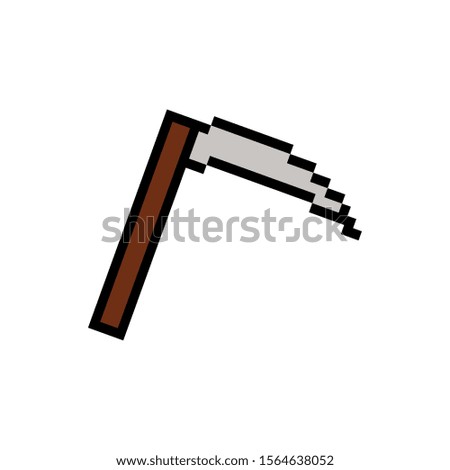 scythe 8 bits pixelated style icon vector illustration design