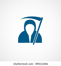 Scythe Death Halloween Concept Blue Flat Icon On White Background