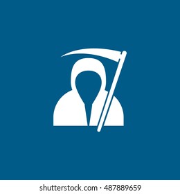 Scythe Death Halloween Concept Flat Icon On Blue Background