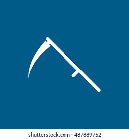 Scythe Death Halloween Concept Flat Icon On Blue Background