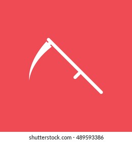Scythe Death Halloween Concept Flat Icon On Red Background