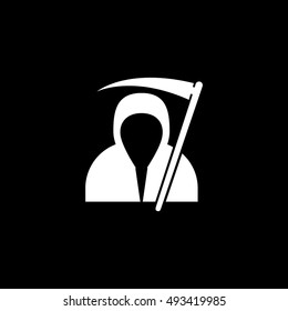 Scythe Death Halloween Concept Flat Icon On Black Background