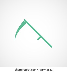 Scythe Death Halloween Concept Green Flat Icon On White Background