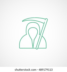 Scythe Death Halloween Concept Green Line Icon On White Background