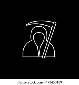 Scythe Death Halloween Concept Line Icon On Black Background