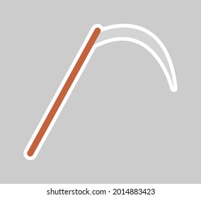 scythe of death halloween sticker. vector illustration