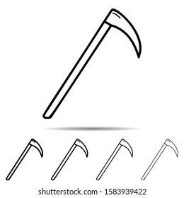 Scythe different shapes icon. Simple thin line, outline vector of halloween icons for ui and ux, website or mobile application