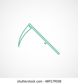 Scythe Halloween Concept Green Line Icon On White Background