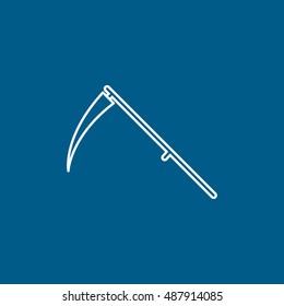 Scythe Halloween Concept Line Icon On Blue Background