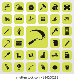 scythe icon. agriculture set. vector sign symbol on white background