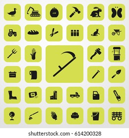 scythe icon. agriculture set. vector sign symbol on white background