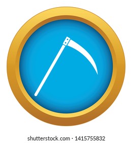 Scythe icon blue vector isolated on white background for any design