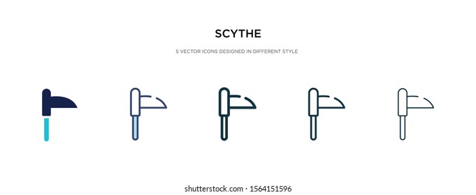 scythe icon in different style vector illustration. two colored and black scythe vector icons designed in filled, outline, line and stroke style can be used for web, mobile, ui
