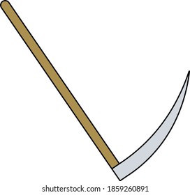 Scythe Icon. Editable Outline With Color Fill Design. Vector Illustration.