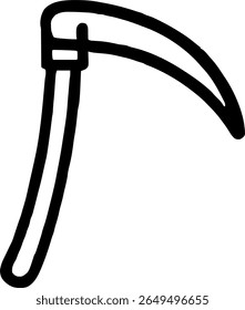 Scythe icon illustration outline stroke minimalist black line	