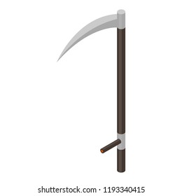 Scythe icon. Isometric of scythe vector icon for web design isolated on white background