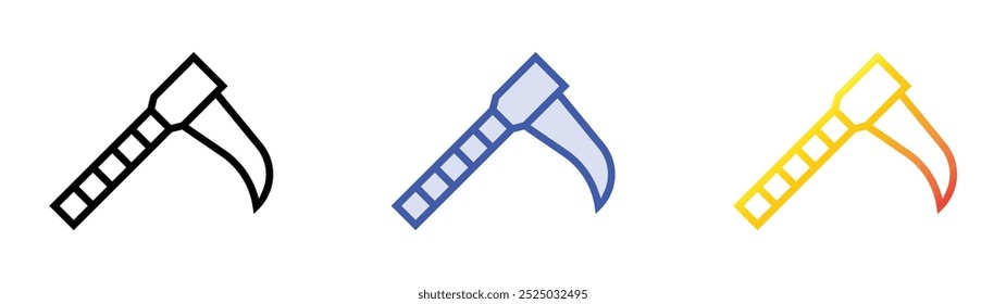 scythe icon. Linear, Blue Fill and Gradient Style Design Isolated On White Background