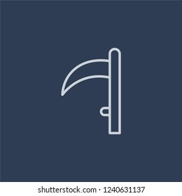 Scythe icon. Scythe linear design concept from Agriculture, Farming and Gardening collection. Simple element vector illustration on dark blue background.