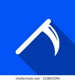 Scythe icon with shadow , vector sign design.