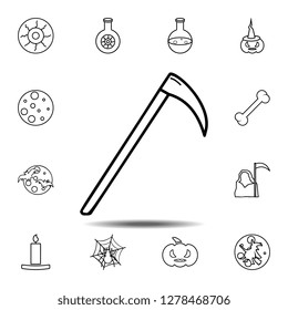 Scythe icon. Simple outline vector element of Halloween icons set for UI and UX, website or mobile application