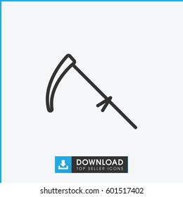 scythe icon. simple outline scythe vector icon. on white background.