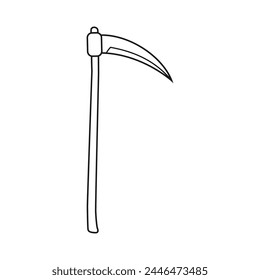 Vector de iconos de scythe. Señal de ilustración de muerte. Símbolo o logotipo de Halloween.