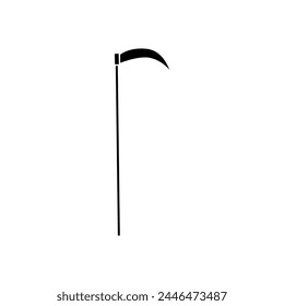 Scythe-Symbol Vektorgrafik. In: Death Illustration Sign. Halloween-Symbol oder Logo.