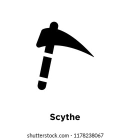 Scythe icon vector isolated on white background, logo concept of Scythe sign on transparent background, filled black symbol