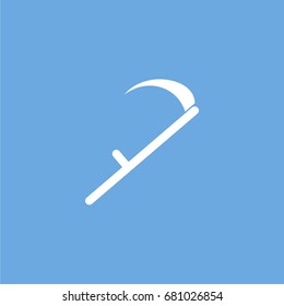 scythe icon. vector sign symbol on blue background