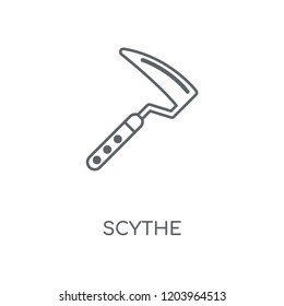 Scythe linear icon. Scythe concept stroke symbol design. Thin graphic elements vector illustration, outline pattern on a white background, eps 10.