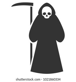 Scythe man flat vector pictogram. An isolated icon on a white background.