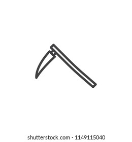 Scythe outline icon. linear style sign for mobile concept and web design. simple line vector icon. Symbol, logo illustration. Pixel perfect vector graphics