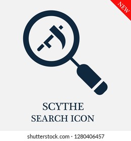 Scythe search icon. Editable Scythe search icon for web or mobile.