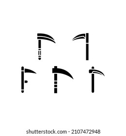 Scythe-Set-Symbol einzeln auf weißem Hintergrund