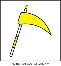 scythe stick illustration vector design in yellow color. Suitable for logos, icons, companies, t-shirt designs, stickers, websites, advertisements, posters, concepts.