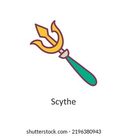 Scythe vector filled outline Icon Design illustration. Halloween Symbol on White background EPS 10 File