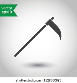 Scythe vector icon. Scythe flat sign design. EPS 10 scythe pictogram