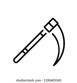 A scythe vector illustration in line stroke design